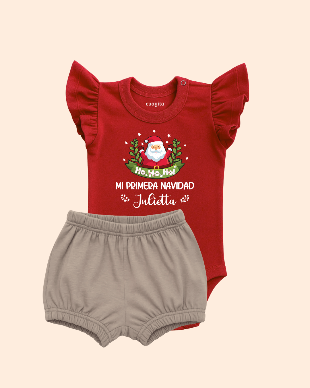 Conjunto para niña Mi primera navidad ho ho ho body en color rojo