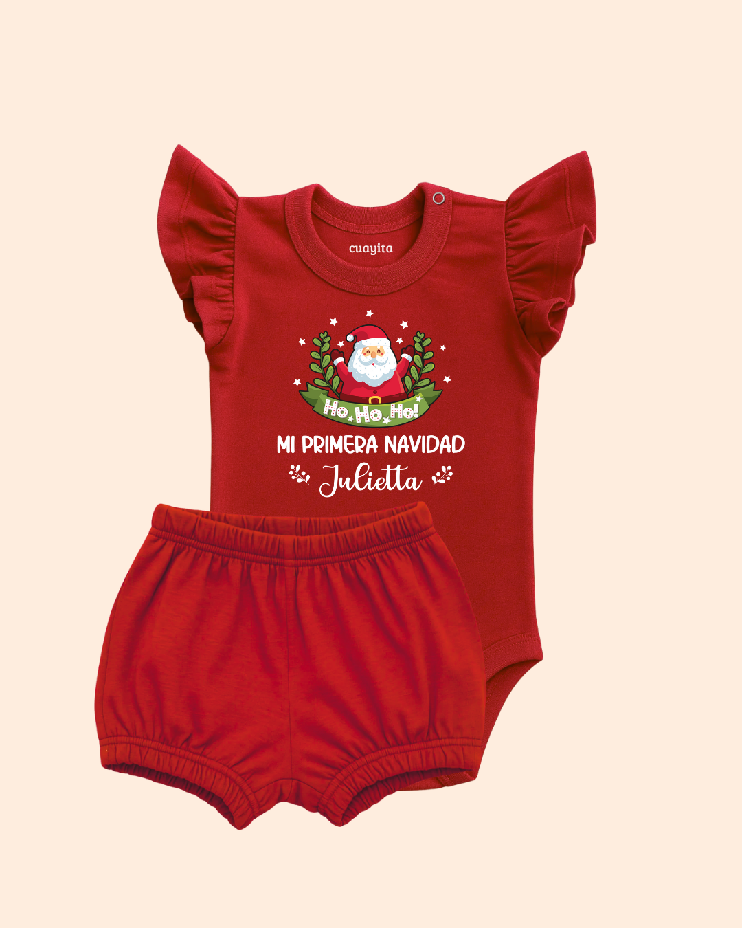 Conjunto para niña Mi primera navidad ho ho ho body en color rojo