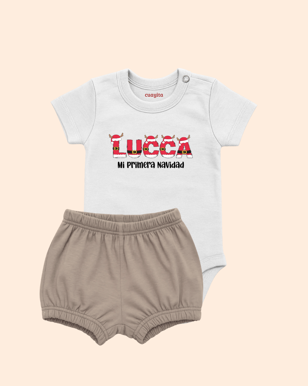 Conjunto personalizado con nombre Mi primera navidad