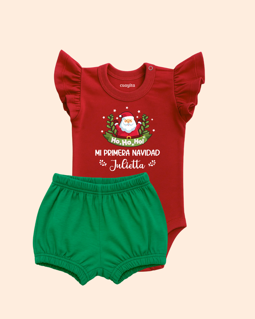 Conjunto para niña Mi primera navidad ho ho ho body en color rojo